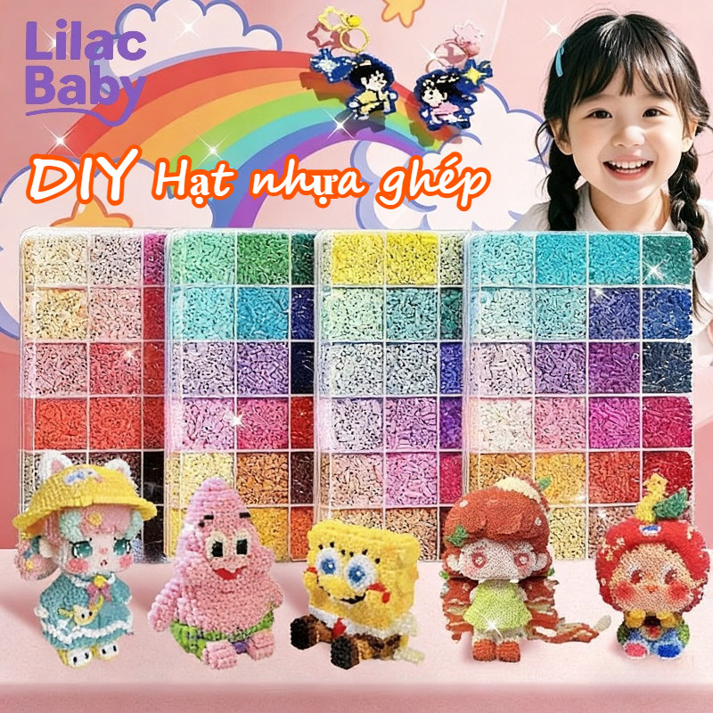 Bộ Xếp Hạt 2.6mm Đầy Đủ, Chất Liệu ABS An Toàn, Kèm Bàn Ủi Nhíp, Nhựa Combo Đầy Đủ Xếp Hình Pixel 48 Màu