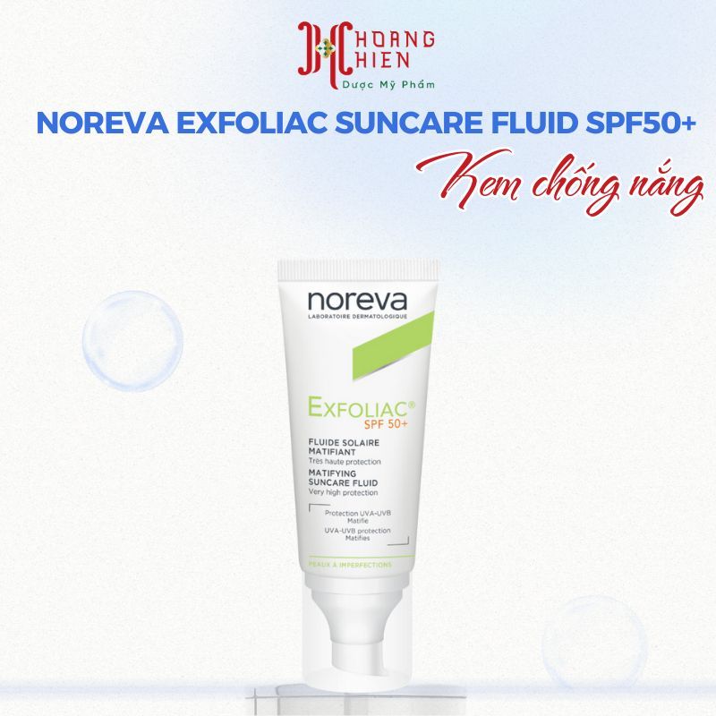 Kem Chống Nắng Cho Da Dầu Mụn Noreva Exfoliac Suncare Fluid SPF50+
