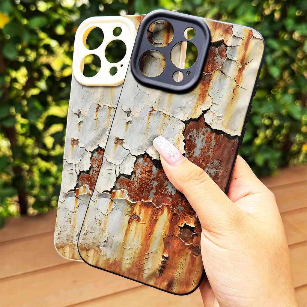 Ốp điện thoại bằng kim loại/bề mặt nhám, kiểu dáng cũ kỹ, tương thích với iPhone 17/13/14/15/16 Pro/