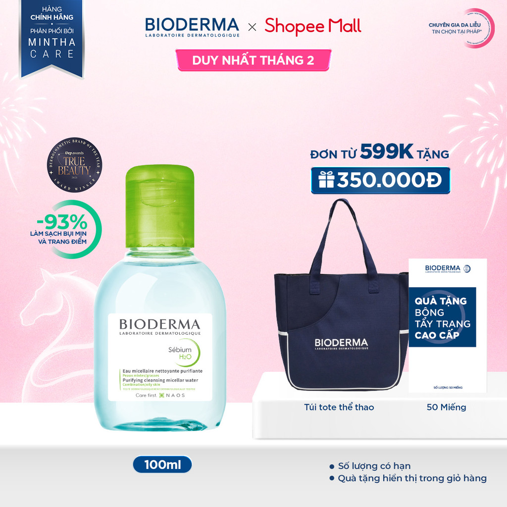 Dung dịch làm sạch và tẩy trang công nghệ Micellar Bioderma Sebium H2O - 100ml