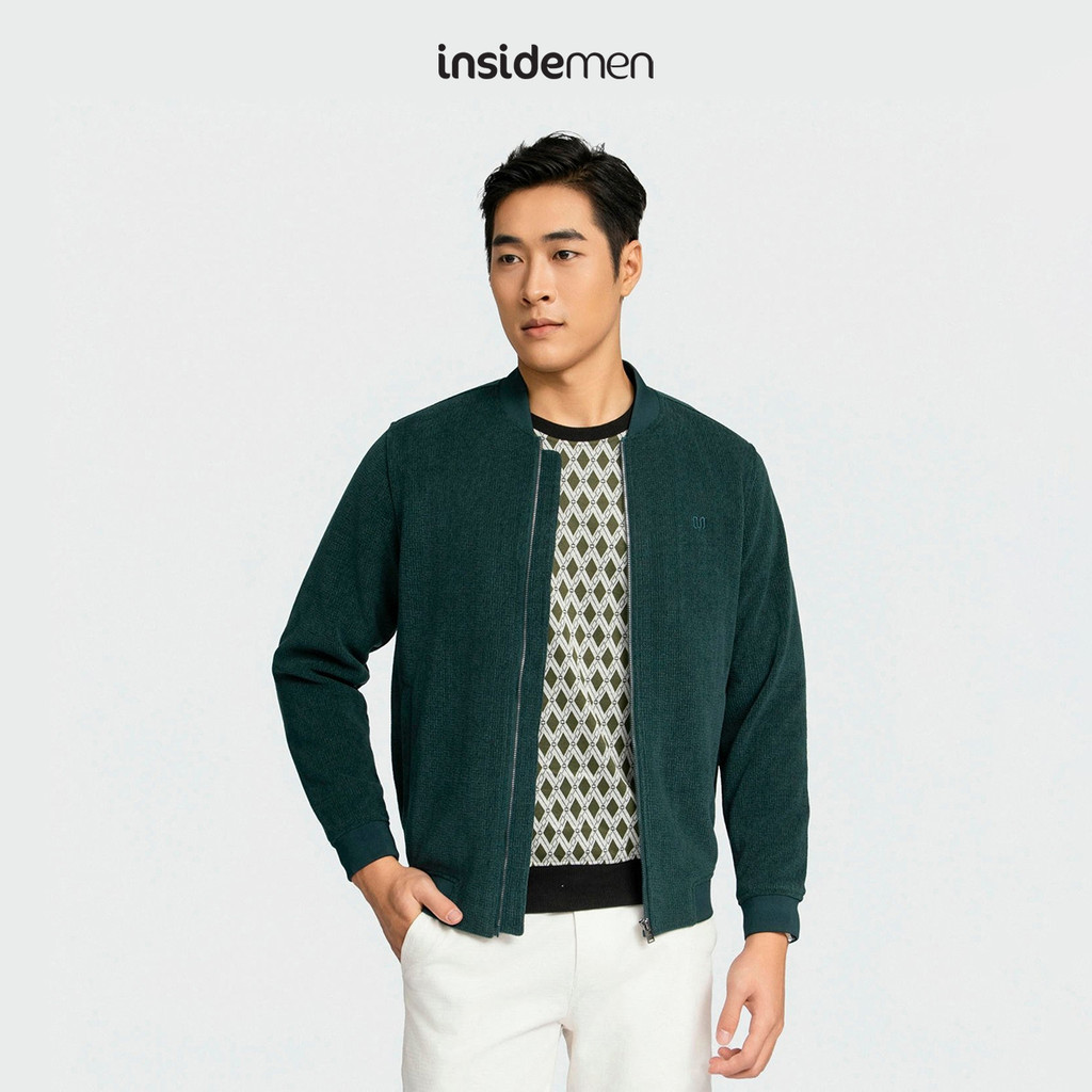 INSIDEMEN - Áo Khoác Nhung Hai Lớp Nam Lịch Sự, Sang Trọng IJK051BZ