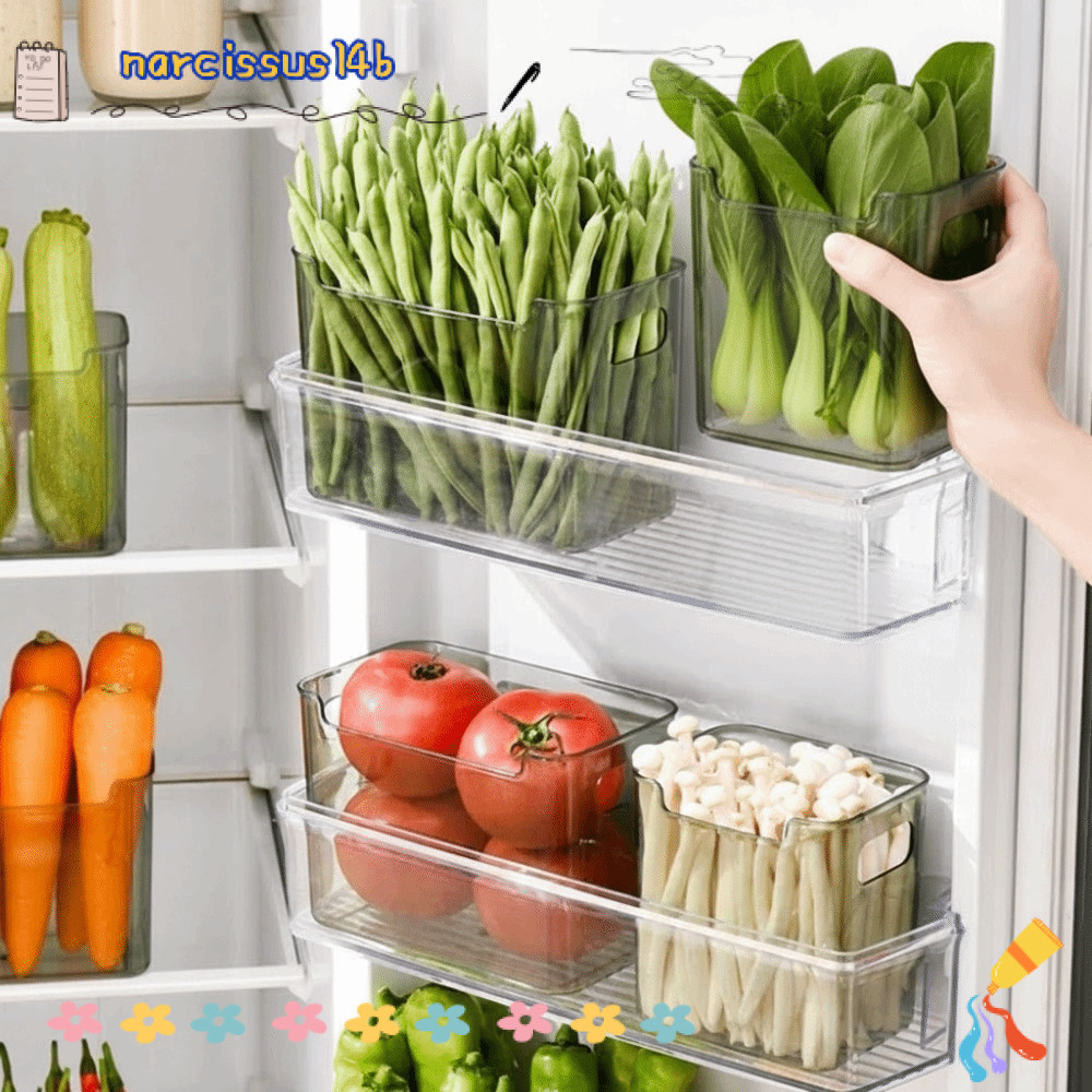Hộp Bảo Quản Tủ Lạnh NARCISSUSB, Giá Sắp Xếp Tủ Lạnh Làm Dày Đa Năng, Dung Tích Lớn Tiết Kiệm Không Gian Có Thể Xếp Chồng Hộp Bảo Quản Thực Phẩm Nhà Bếp Tổ Chức