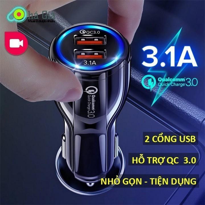[HCM]Sạc Nhanh Ô Tô 2 cổng USB 3.1A Cốc Sạc Nhanh Quick Chagre 3.0 Xe Hơi BKS-2U Xịn Bảo Hành 12 Thá