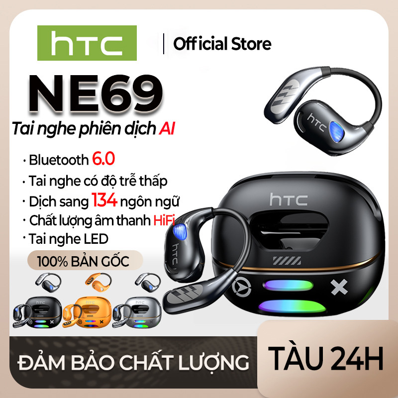 Tai nghe HTC NE69 Tai nghe dịch thuật AI Tai nghe Bluetooth Bluetooth 6.0 Dịch 134 ngôn ngữ OWS Màn 
