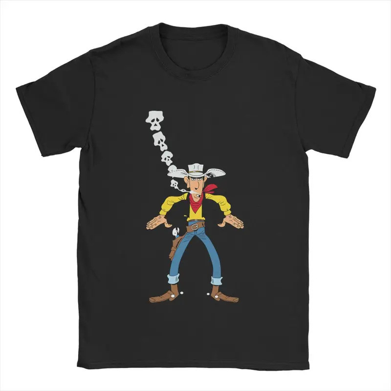 Áo Thun Nam Họa Tiết Hoạt Hình Vui Nhộn Lucky Luke Are You Ready Tay Ngắn Cổ Tròn Cotton Nguyên Chất