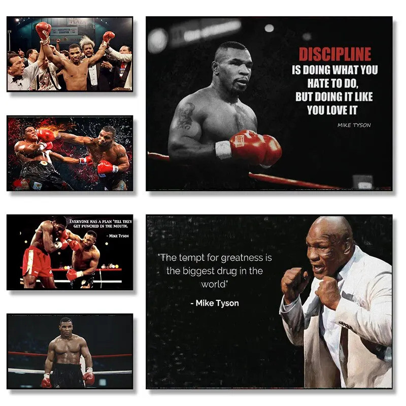 Mike Tyson Boxing Champion Trích dẫn động lực Poster Canvas Art - Trang trí tường cho gia đình & phò