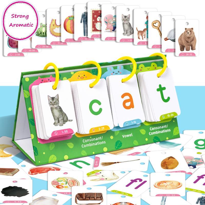 STRO Kids CVC Words Flashcards Phonics Flip Chart Word Builder Sight Words Hoạt động Công cụ học tập