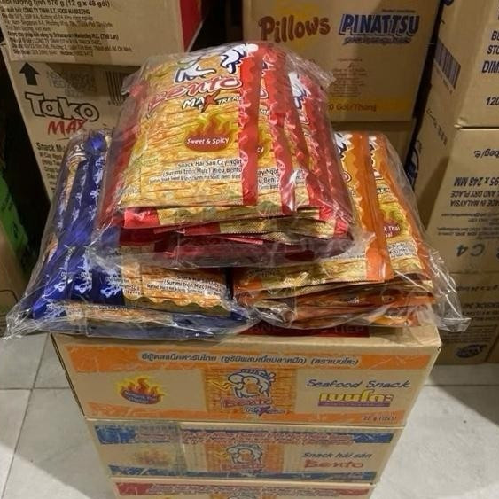 Giá Sỉ - Bịch x12g/ bịch Bento Big size khổng lồ, Snack mực Bento Thái Lan, snack hải sản tẩm vị (gó