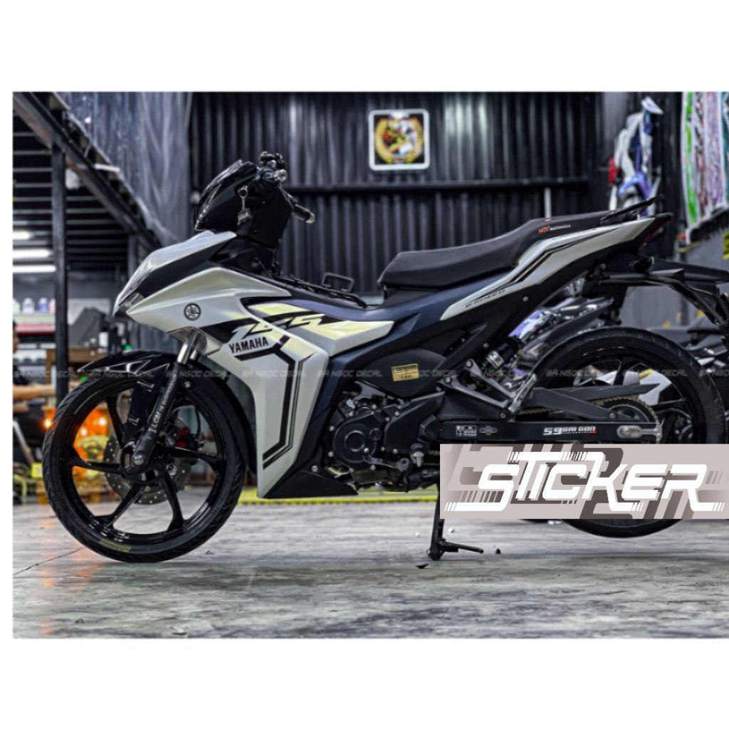 Tem rời 155 chỉ đen dán xe EX155 Trắng ngọc trai - tem trong