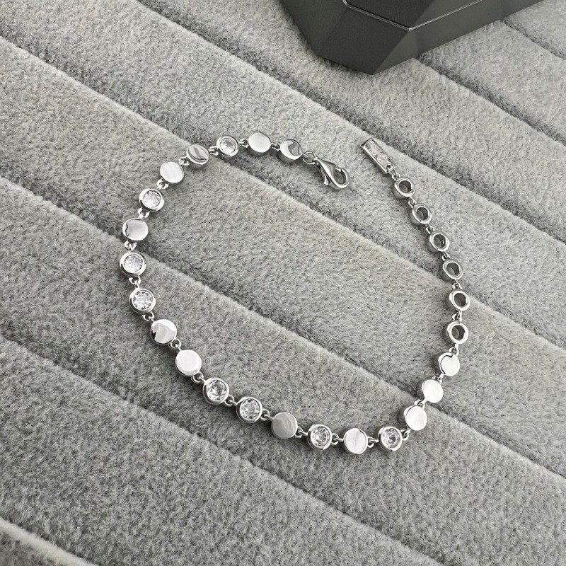 Messika round disc smooth bracelet for women, bubble diamond combination, light luxury versatile Yea