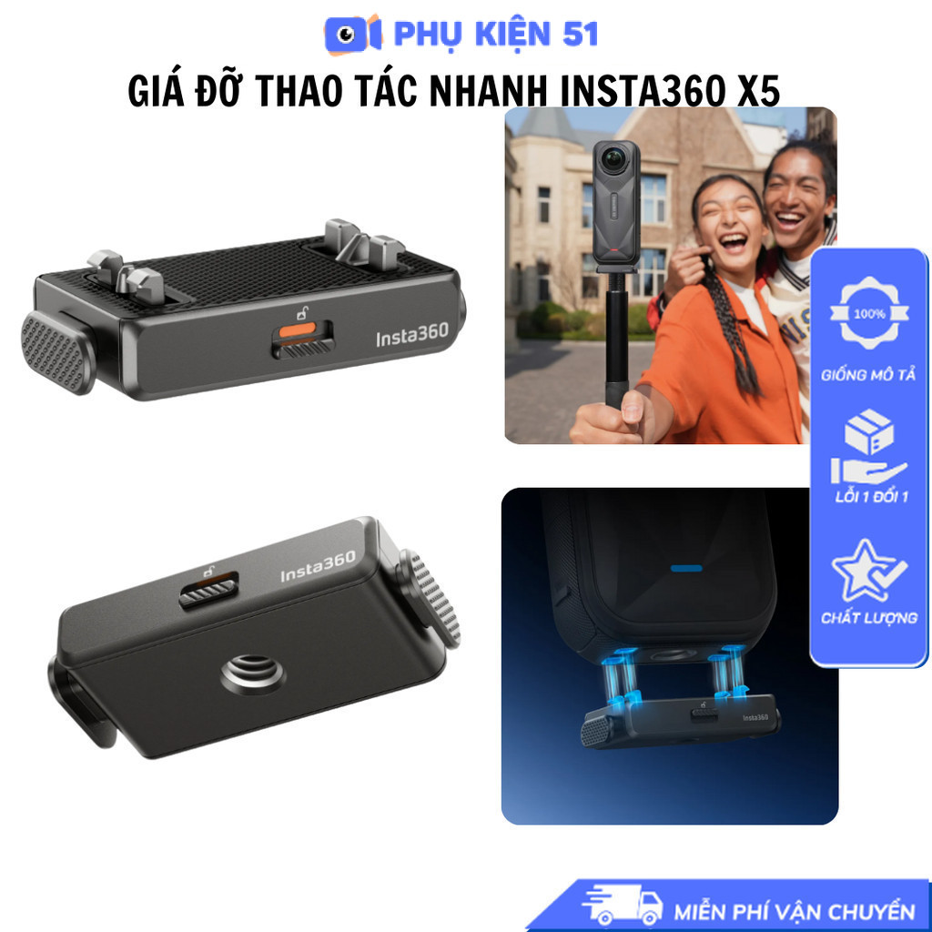 Giá đỡ thao tác nhanh Insta360 X5 cực kì tiện lợi khoá chắc chắn -Insta360 X5 Quick Release Mount