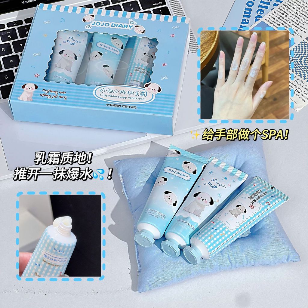 JOJO DIARY DIARY Little White Puppy Hand Cream Set Box Thu Đông Chăm Sóc Da Dưỡng Ẩm Truyện Tranh Ta