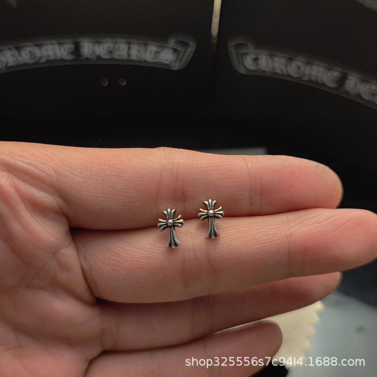 Cross earrings s925Antique Silver Punk Hip-Hop Fashion Earrings for Men and Women