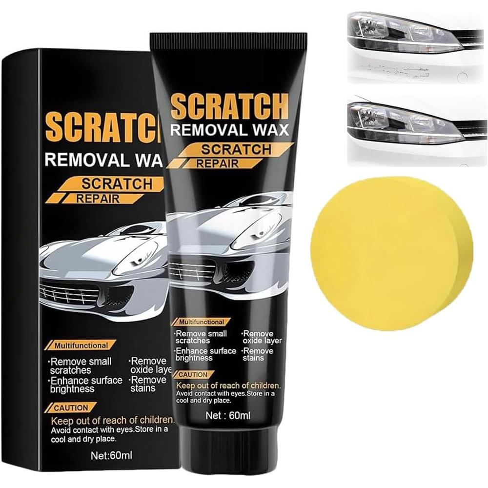 CarScratchRemovalWax, ScratchRemoverforVehicleswithSponge, CarPolishingWaxScratchsRemoverCarsPaintScratchsRepairKitforDeepScratches (1 Bộ)