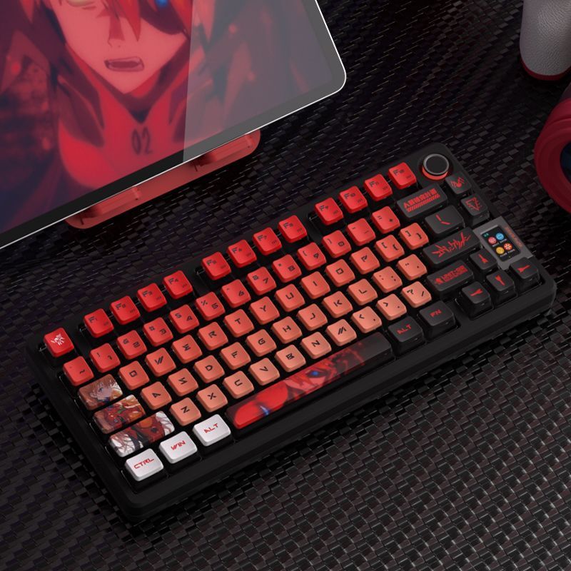 Keycap Trong Suốt PBT Asuka EVA 4 Mặt Xuyên Thấu - Phím Cơ Gaming Anime