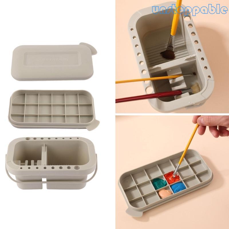 Unstop * 3 trong 1 Artist Paint Brush Washer Pots Art Paint Brush Basin Brush Tub có nắp Palette và 