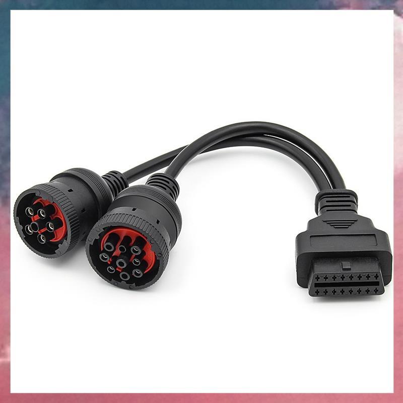 (X J B F) Cáp Y Xe Tải Ô Tô OBD2 16Pin Nữ Đến J1708 6Pin / J1939 9Pin Cáp OBDII Y Cáp Chuyển Đổi Chẩ