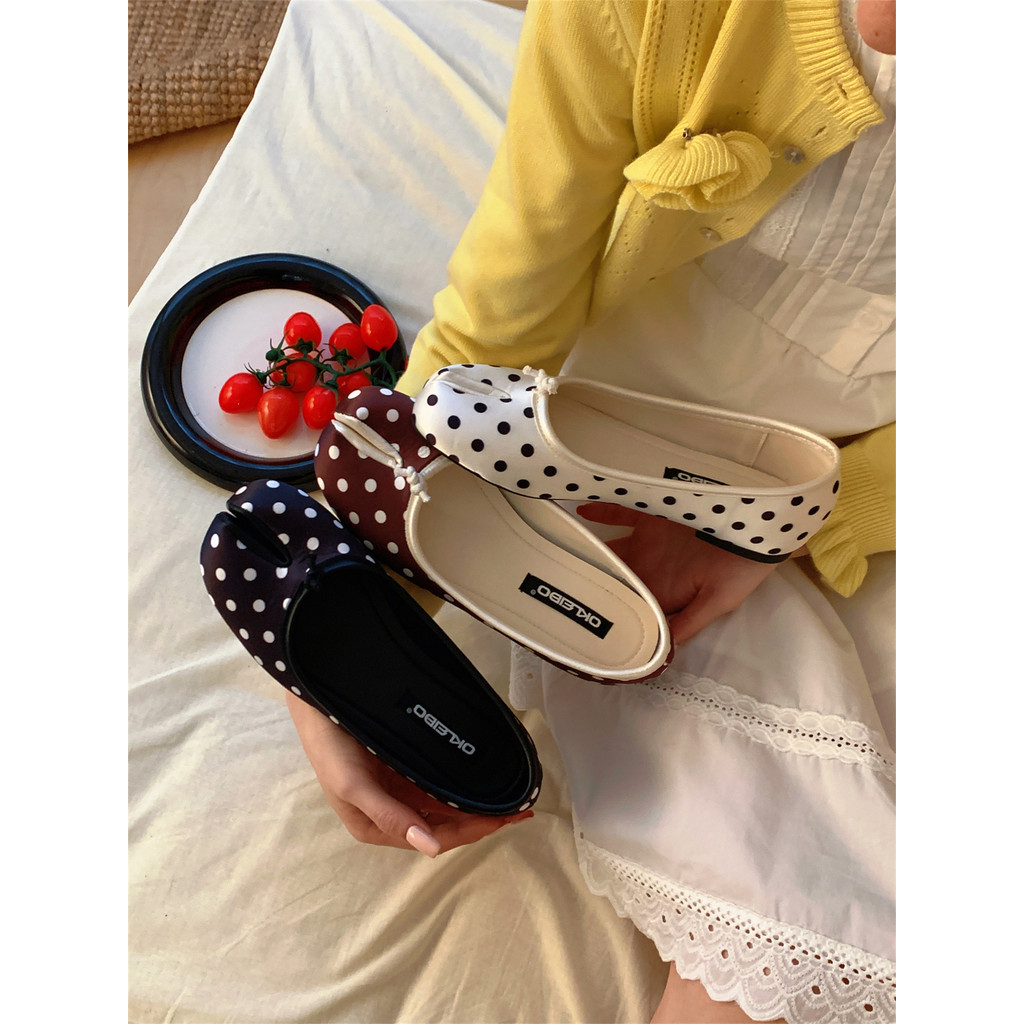 [DIAIRIZ] Niche All-Match Flat Peas Pig Feet Giày Nữ 2026 Giày Slip-On Horseshoe Split-Toe Boat Shoe