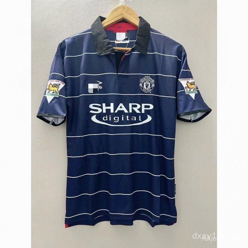 Retro 1999-2000 MU Sân Khách Trò Chơi Jersey UTD Áo Sơ Mi Bóng Đá Nam Chất Lượng Cao