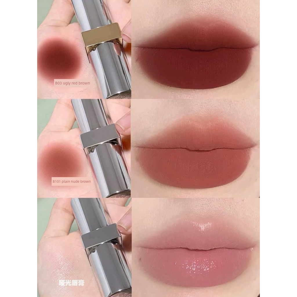 Prada Matte Lipstick Son Bóng Son Môi Kiểm Tra Màu Sắc Lâu Dài Giữ Màu B03 B101 B01 Son Dưỡng Môi 00