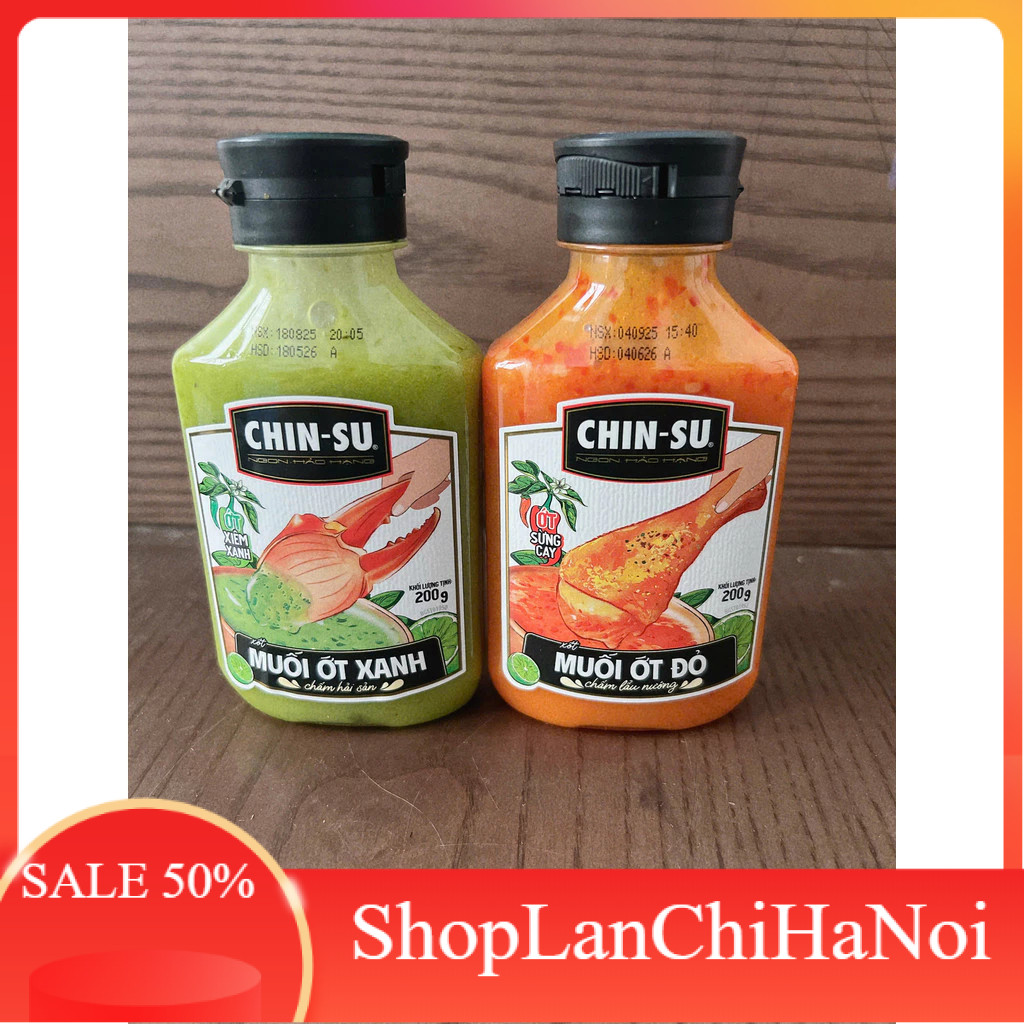 Xốt Muối Chấm Ớt Xanh / Ớt Đỏ Chinsu 200g