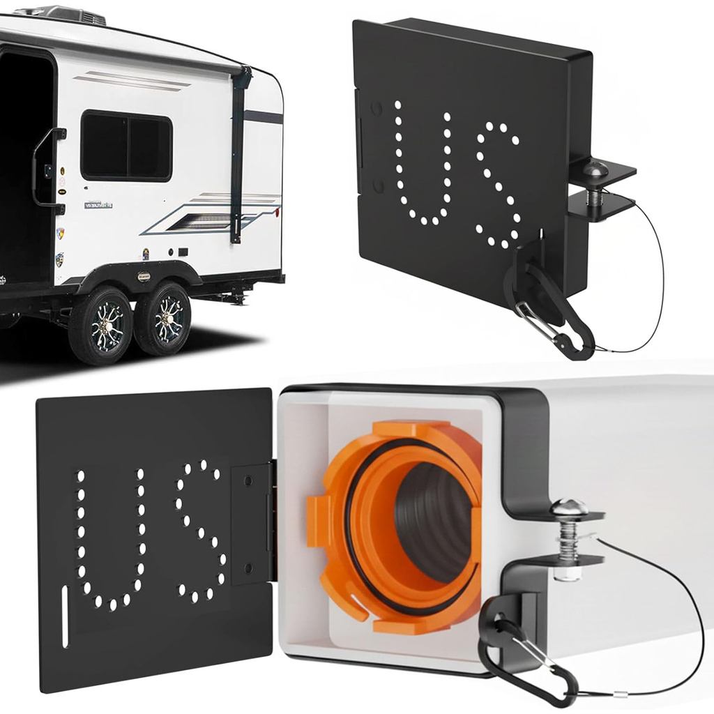 GYO 2-Pack US Nhôm RV Cản Cuối Mũ Cho Cản Vuông 4Inch, Nắp Bảo Quản Ống Cống Có Lỗ Thông Hơi Lưới Mịn, Khóa Pin An Ninh, Nâng Cấp Hạng Nặng Từ Mũ Nhựa