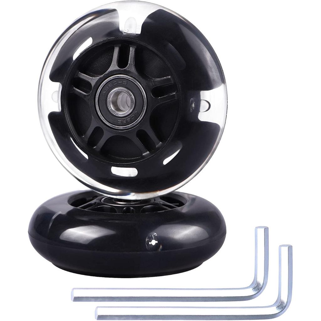 Xe Trượt-inline Skate 3 Bánh Phát Sáng (Đen), Size 80mm, Có Vòng Bi