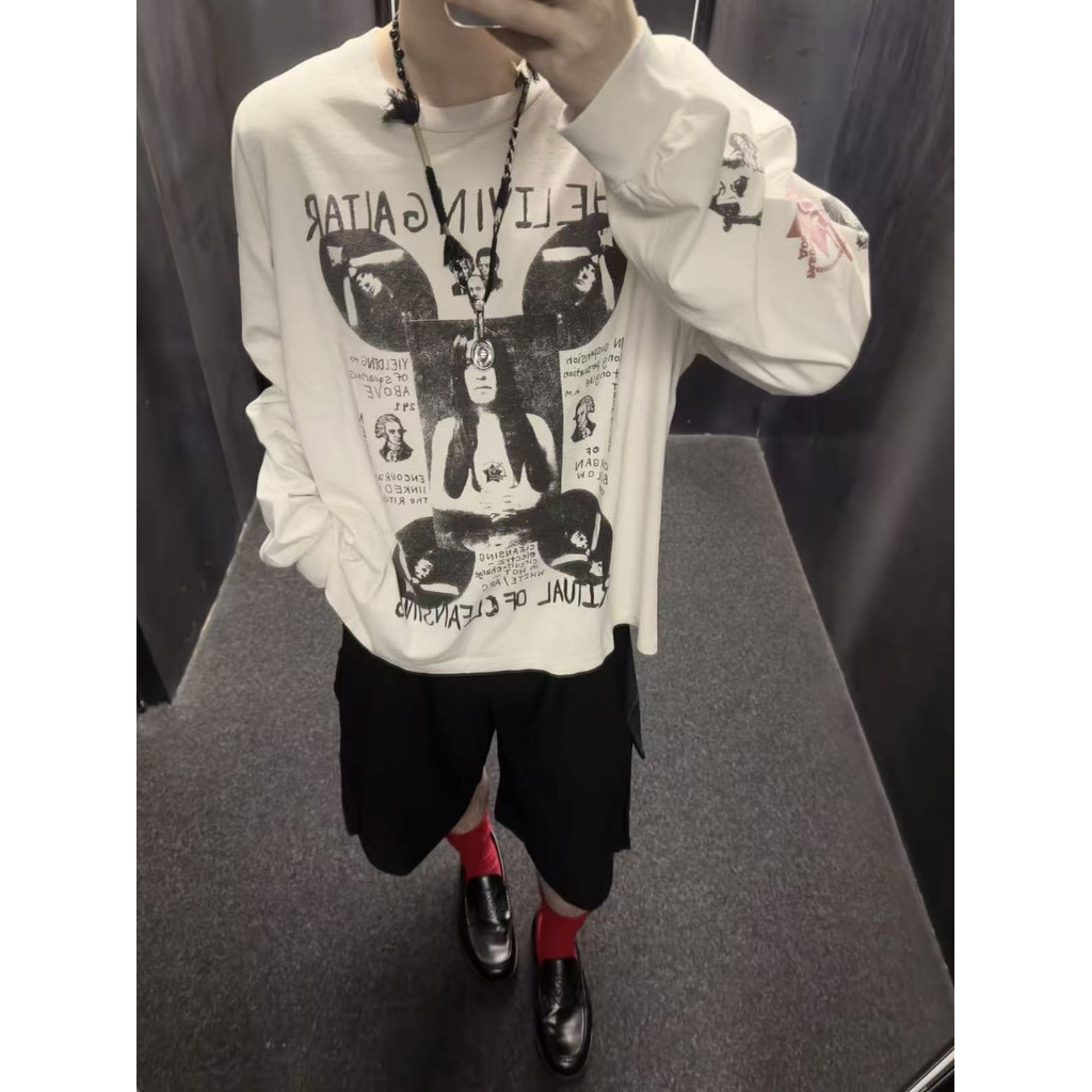 XRNA ERD L/S Tshirt Mourning Rich Young Woman Maya Portrait Long Sleeve T Shirt VTG Loose-fitting ba