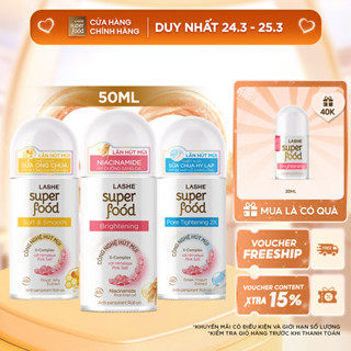 Lăn Hút Mùi LASHE SUPERFOOD Dưỡng Sáng Da / Se Khít Lỗ Chân Lông / Dưỡng Da Mềm Mịn 50ML