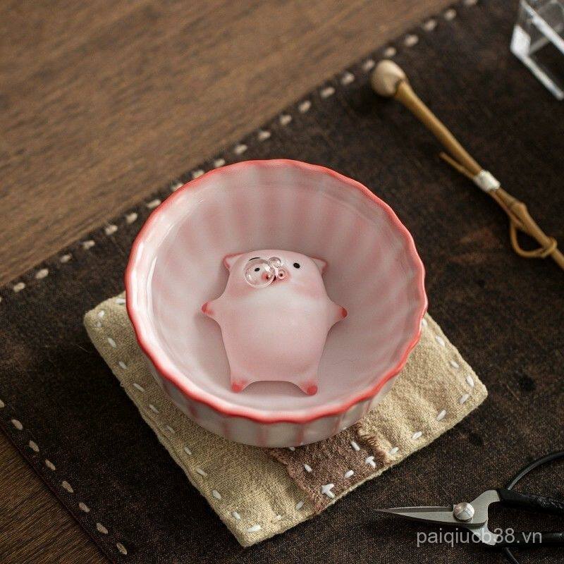 Little Fat Pig Spit Bubble Fish Ru Kiln Tea Cup Master Cup Ceramic Tea Cup Kung Fu Tea Set Tea Bowl 