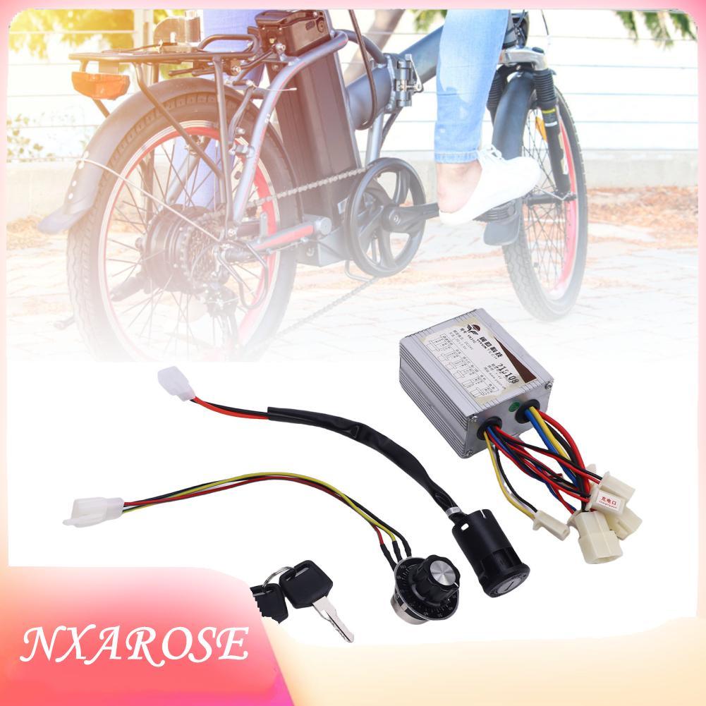 Nxarose Alomejor Bộ Điều Khiển Tốc Độ Động Cơ 350W Đi Xe Đạp Núm Điều Khiển Có Khóa Cửa Điện Cho Xe 