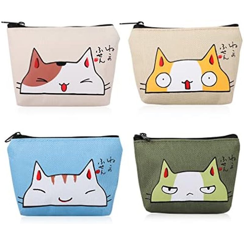 ISuperb Gói 4 Ví Đựng Tiền Xu Vải Thay Đổi Túi Đựng Tiền Dây Kéo Ví Nhỏ