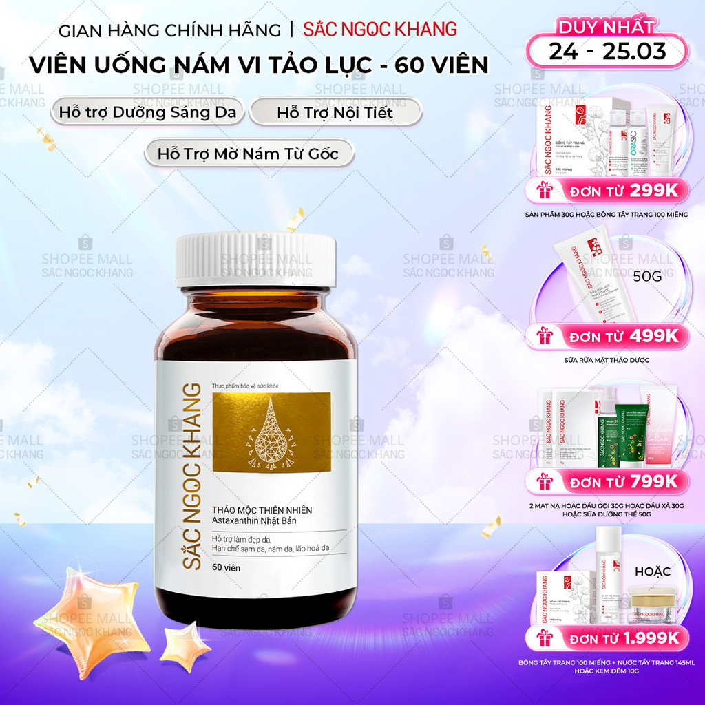 Viên uống đẹp da - cải thiện lão hóa - nám sạm tàn nhan Sắc Ngọc Khang Vi Tảo Lục [Hộp 60 Viên]