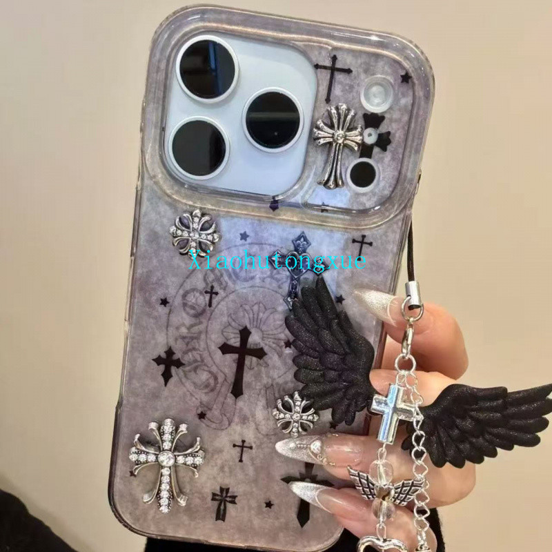 Đẹp ins Bạc Ba Chiều Full Màn Hình Cross Thích Hợp Cho ihone17promax iphone16proma Ốp Điện Thoại iPh