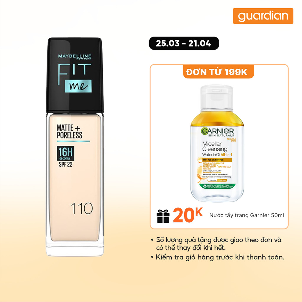 Kem Nền Mịn Nhẹ Kiềm Dầu Maybelline Fit Me Spf22 #110 Porcelain 30ml