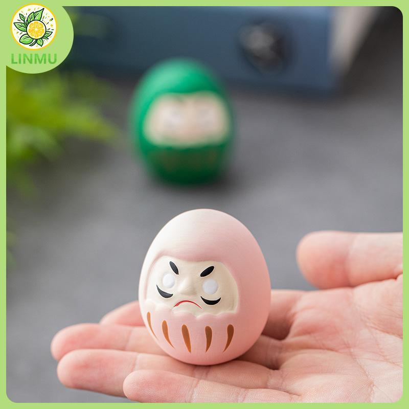 [LINMU] Tượng Daruma gốm Nhật Bản Daruma Tumbler Thủ công Luy Fortune Trang trí Phong cảnh Búp bê Da