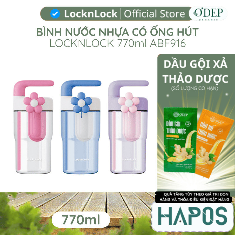 Bình nước nhựa LocknLock 770ml có ống hút và tay cầm Handy Infuser Bottle ABF916, Hàng chính hãng - 