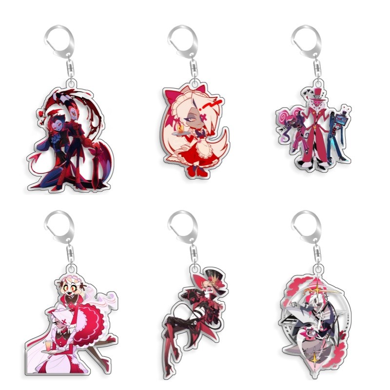 Hazbin Hotel Angel Dust Valentino Vox Velvette Blitzo Stolas Acrylic Keychain Pendant Bag Charms Gam