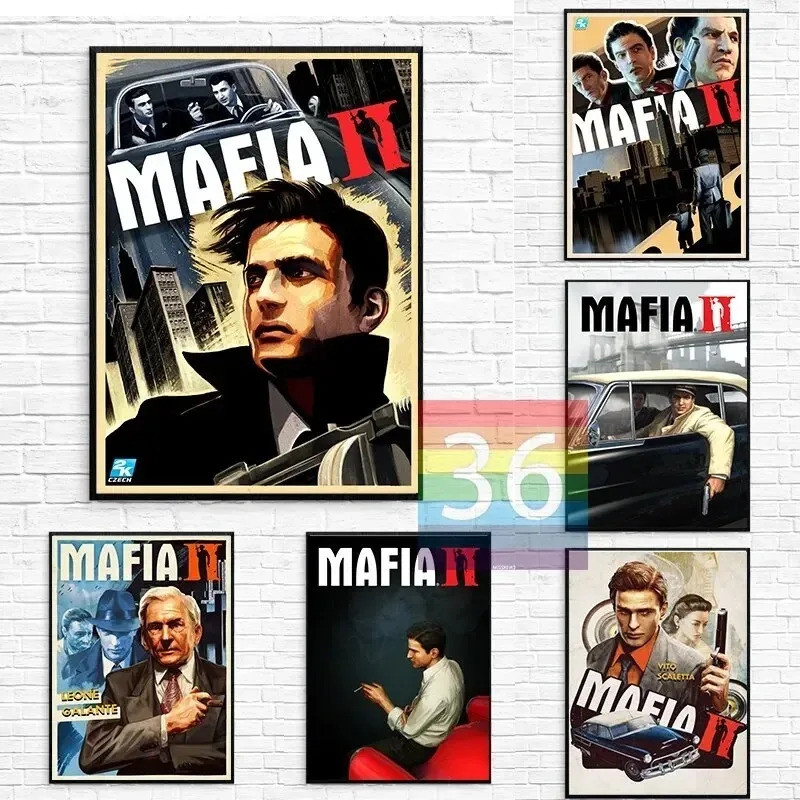 ILW9 Cổ Điển Trò Chơi Điện Tử Mafia 2 Mafia 3 Poster Súng Ô Tô Thành Phố Canvas Tranh Poster Cho Phò