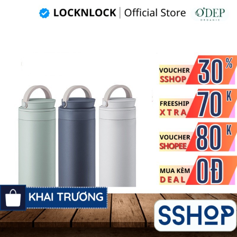 Bình giữ nhiệt LocknLock 475ml Metro Two Way LHC4274 - có quai xách, đế silicone chống trượt - SSHOP