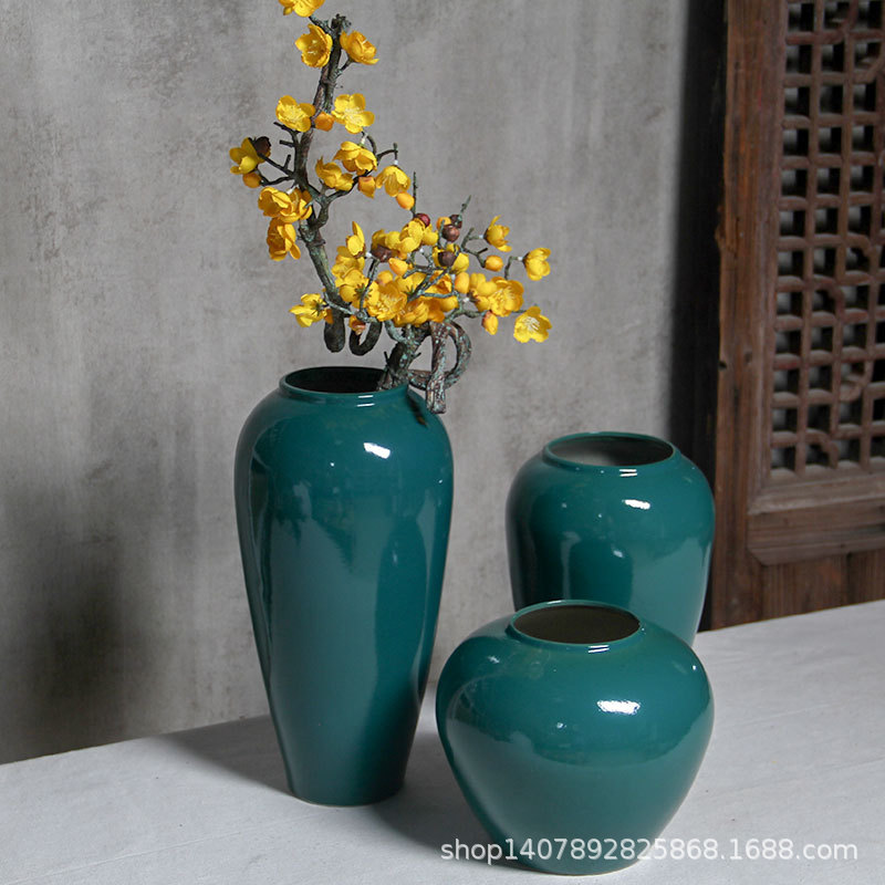 Jingdezhen Bình Thủy Canh Bắc Âu Gốm Retro Sáng Tạo Đồ Trang Trí Trung Quốc Đơn Giản Celadon Mới Tru