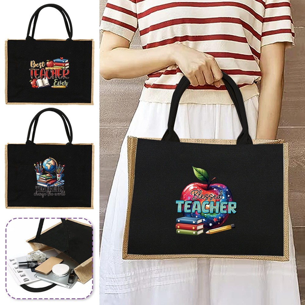 Shopping Grocery Bag with Handle Jute Bag Tote Bag Sling Bag Premium Gift Bag Large Capacity Teacher