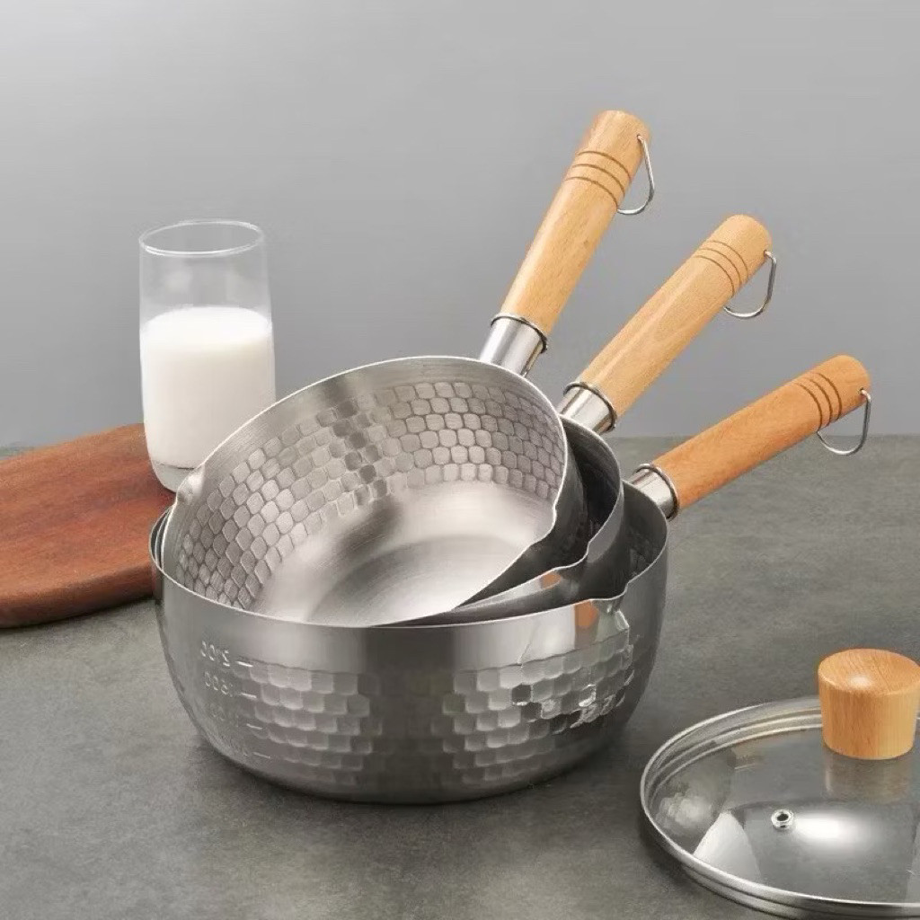 Quánh bột, hâm nóng thức ăn có tay cầm inox Nhật Bản C060 - chảo quách inox nhôm chống rỉ