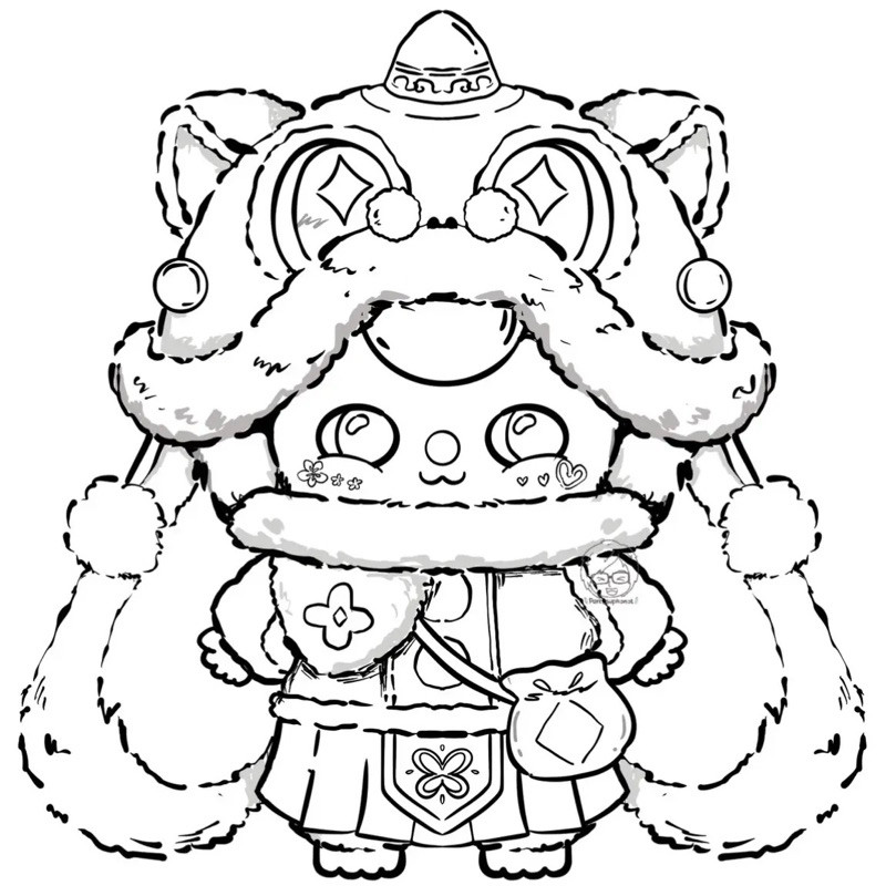 Baby Three Tết 2025 (giấy dày 180gsm) - Set 11 tranh tô màu A4 A5 dùng màu Acrylic, màu nước, bút sá