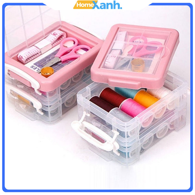 Hộp Kim Chỉ Đa Năng, Hộp Kim Chỉ May Vá, Hộp Kim Chỉ 3 Tầng Tiện Dụng, Nhỏ Gọn, Bộ Kim Chỉ May Vá