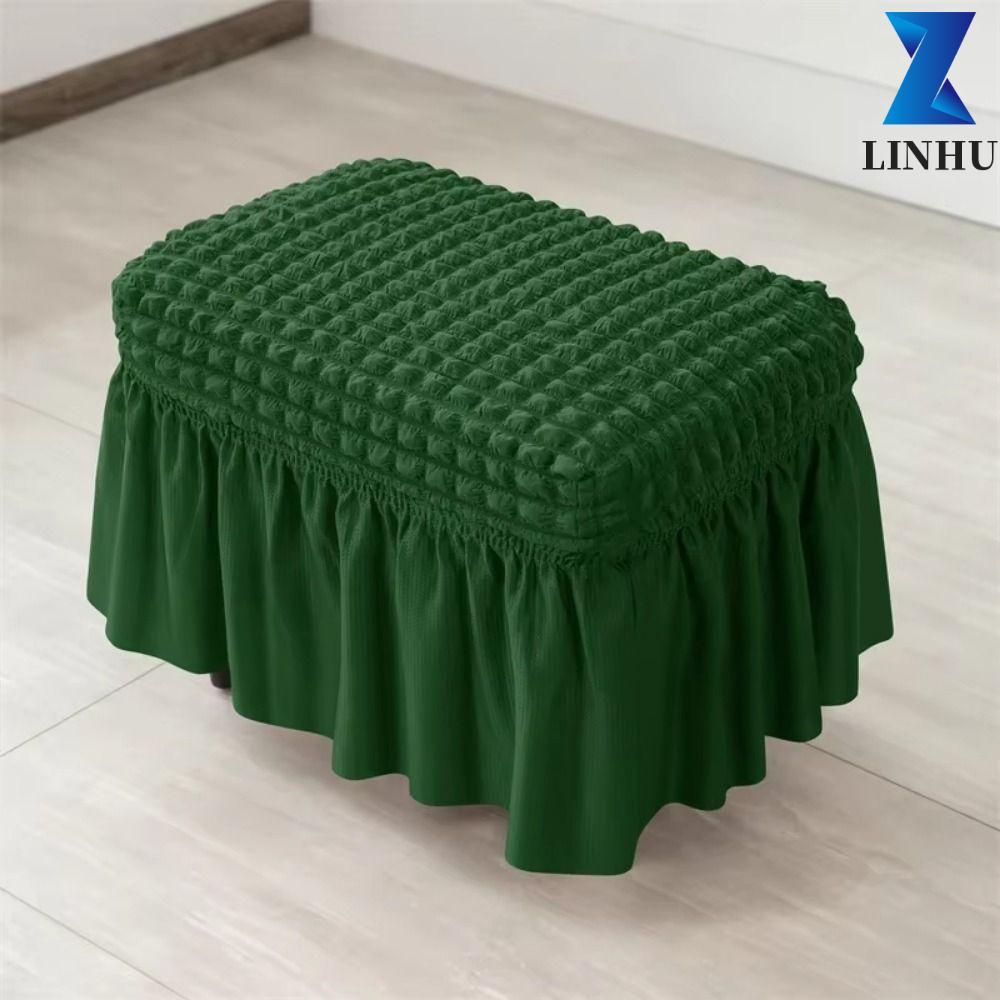 LINHU Ottoman Cover, Vỏ phân màu trơn thanh lịch, Lưới bong bóng chống trượt có thể giặt được Bảo vệ