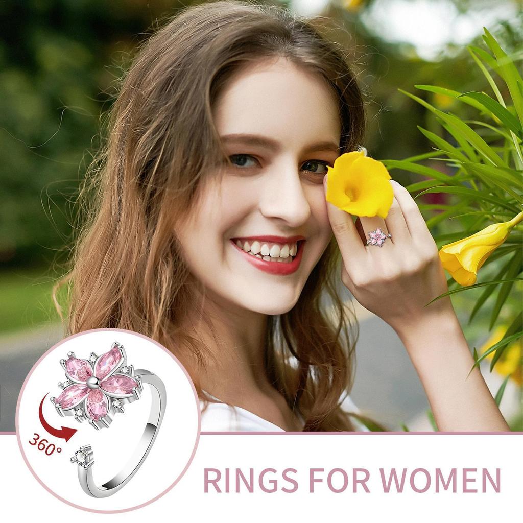 Vòng Spinner Có Thể Điều Chỉnh Thiết Kế Hoa Fidget Ring Spinner Đồ Chơi Cảm Giác Thiền Hỗ Trợ Giảm C