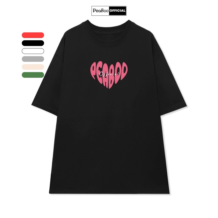 Áo Thun Nữ, Áo Phông Unisex By PEABOO Mã Peaboo Heart Chất Cotton Thoáng Mát Form Rộng Tay Lỡ Cho Na