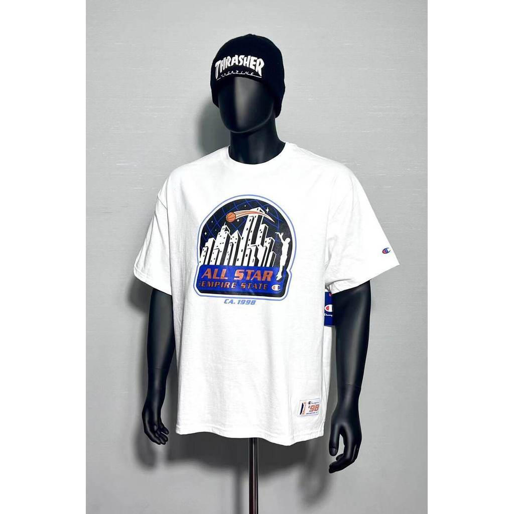 Áo thun ngắn tay Champion mới ALL STAR All Star Basketball In hình bóng rổ dành cho nam