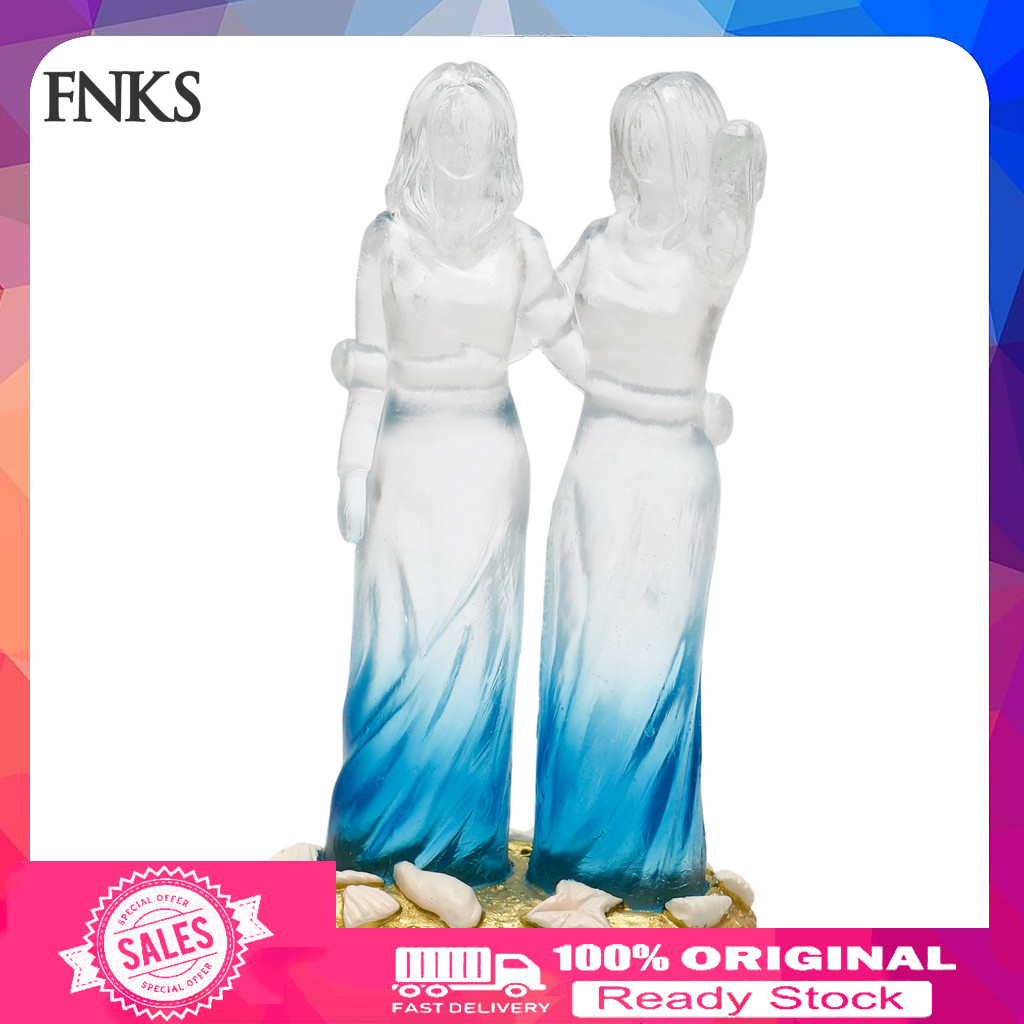 [Hàng có sẵn] Bức tượng tình bạn Điêu khắc vẽ tay Phong cách thủy tinh biển Chị em Tượng điêu khắc b